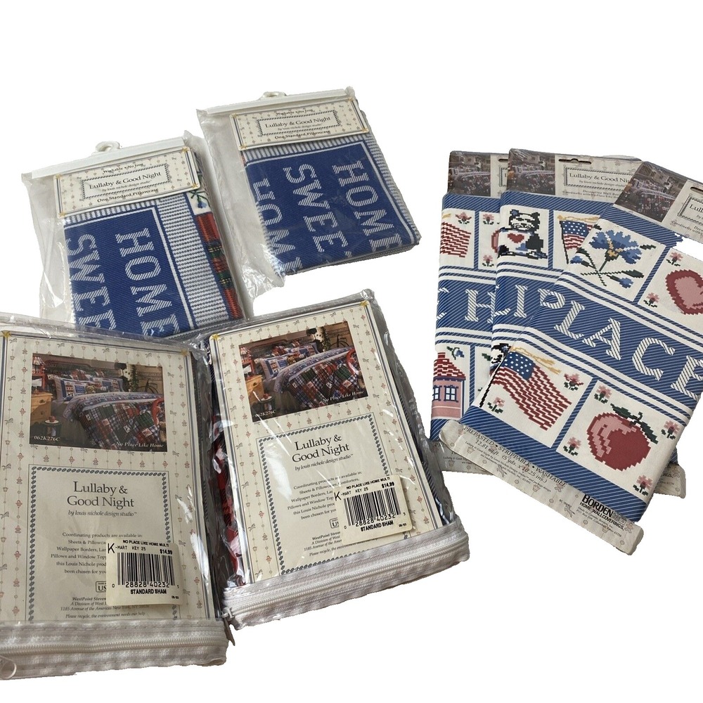 VTG Louis Nichole Lullaby & Goodnight Pillowcases and Shams No Place Like Home